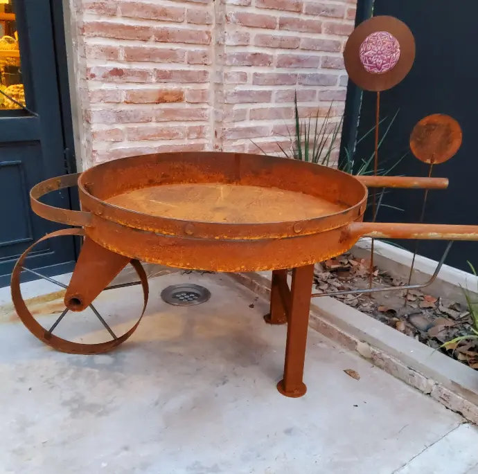 FOGON CARRETILLA 80CM. CON PARRILLA Y ESTACA 