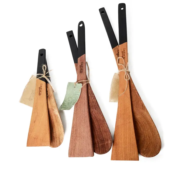 SET X3 PARES DE CUCHARON CON ESPATULA DE MADERA