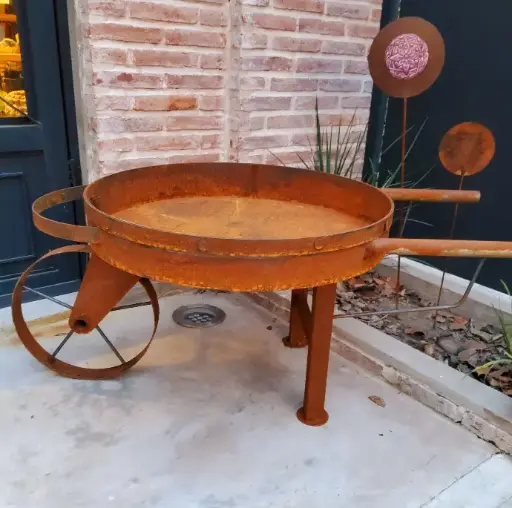 FOGON CARRETILLA 80CM. CON PARRILLA Y ESTACA 