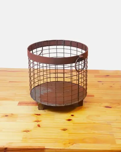 CANASTO LEÑERO ALAMBRE OXIDO 38X45