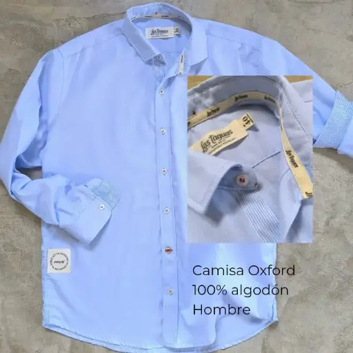CAMISA HOMBRE MANGA LARGA CELESTE. LAS TAGUAS