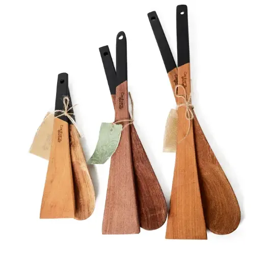 [BE0001] SET X3 PARES DE CUCHARON CON ESPATULA DE MADERA